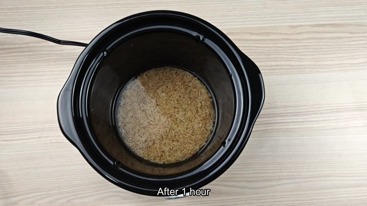 Partially cooked brown rice after one hour Partially cooked brown rice after one hour