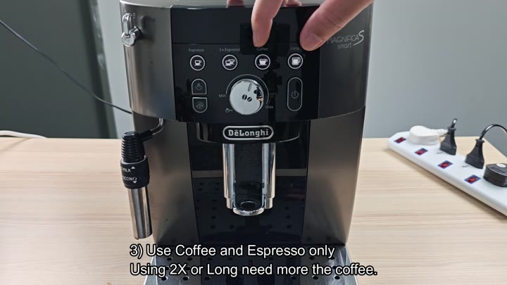Pressing coffee and espresso buttons Pressing coffee and espresso buttons