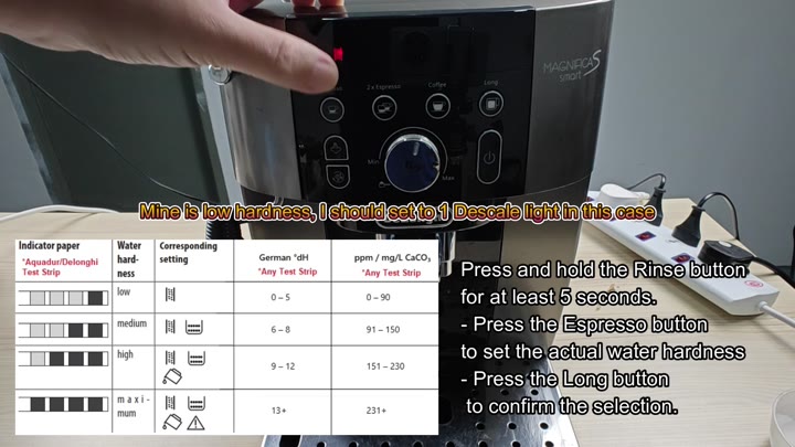 Red descale light indicates low hardness Red descale light indicates low hardness