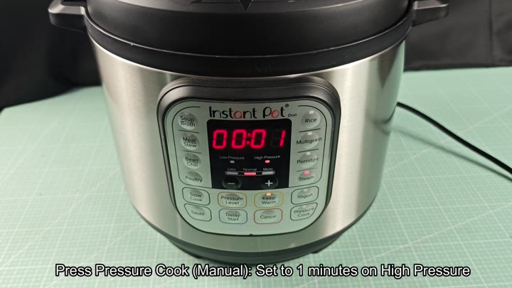 Setting pressure cook to 1 minute Setting pressure cook to 1 minute