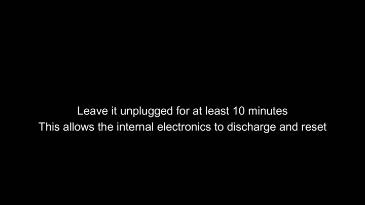 Text instruction to unplug for minutes Text instruction to unplug for minutes